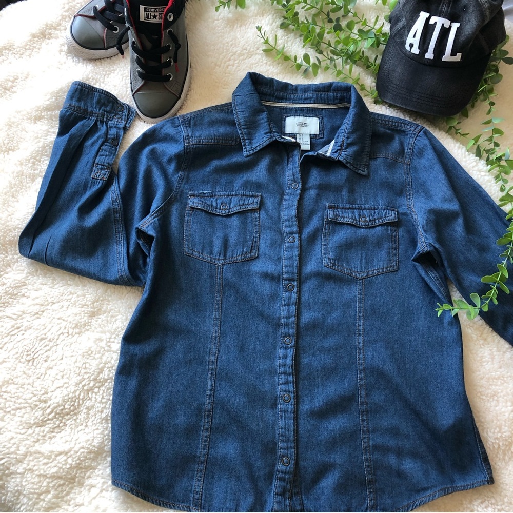 I Love H 81 Los Angeles California Denim Shirt SZ M